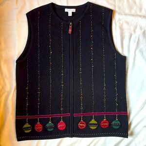 Vintage Charter Club Christmas Holiday Ornament Wool Sweater Vest